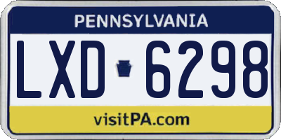 PA license plate LXD6298