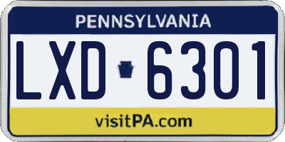 PA license plate LXD6301