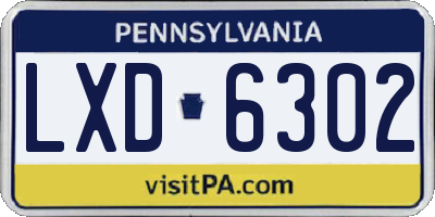 PA license plate LXD6302