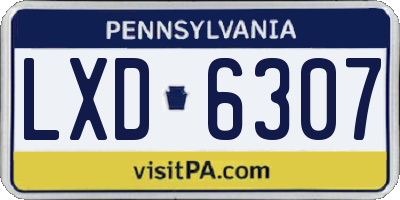 PA license plate LXD6307