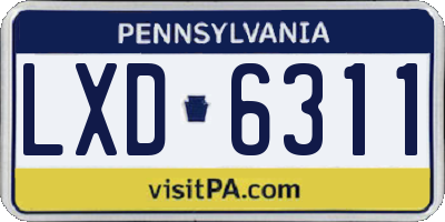 PA license plate LXD6311