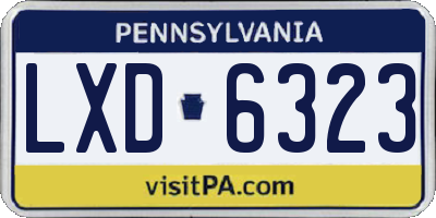 PA license plate LXD6323