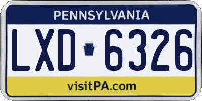 PA license plate LXD6326