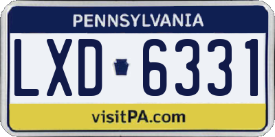 PA license plate LXD6331