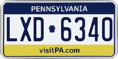 PA license plate LXD6340
