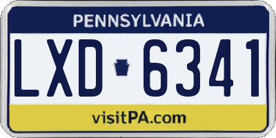 PA license plate LXD6341