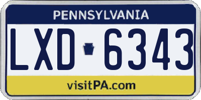 PA license plate LXD6343