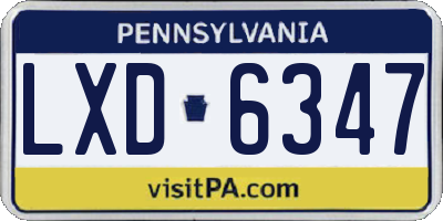 PA license plate LXD6347