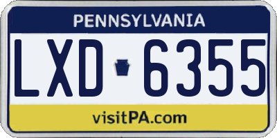PA license plate LXD6355