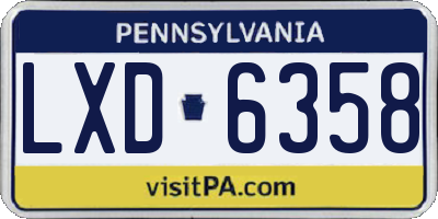 PA license plate LXD6358