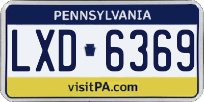 PA license plate LXD6369