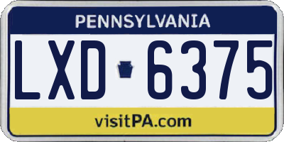PA license plate LXD6375