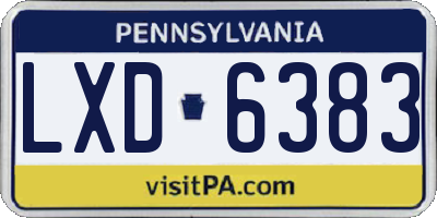 PA license plate LXD6383