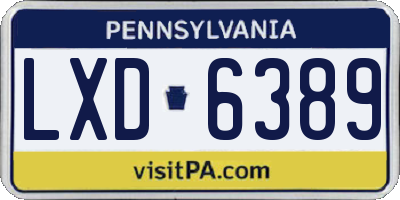 PA license plate LXD6389