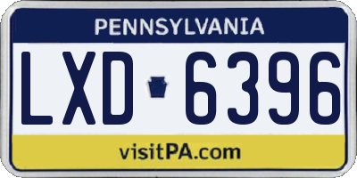 PA license plate LXD6396