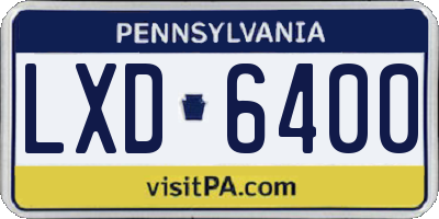 PA license plate LXD6400