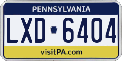 PA license plate LXD6404