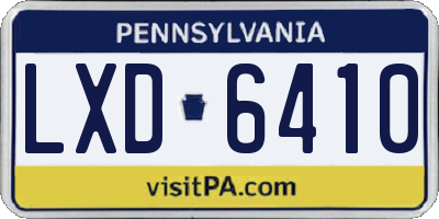 PA license plate LXD6410