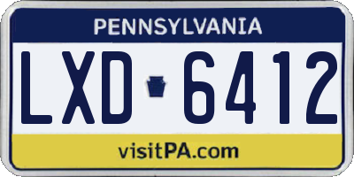 PA license plate LXD6412