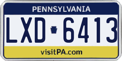 PA license plate LXD6413