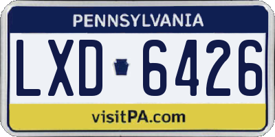 PA license plate LXD6426
