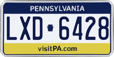 PA license plate LXD6428