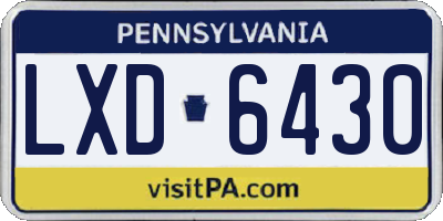 PA license plate LXD6430
