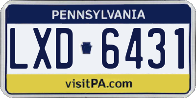 PA license plate LXD6431