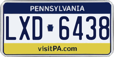 PA license plate LXD6438