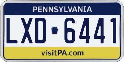 PA license plate LXD6441