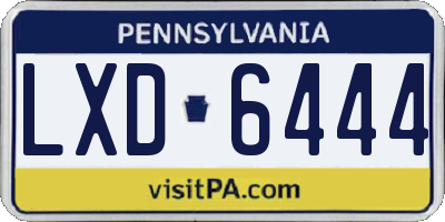 PA license plate LXD6444