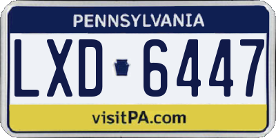 PA license plate LXD6447