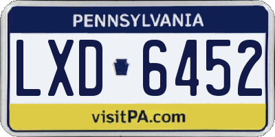 PA license plate LXD6452