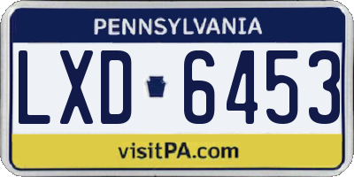PA license plate LXD6453
