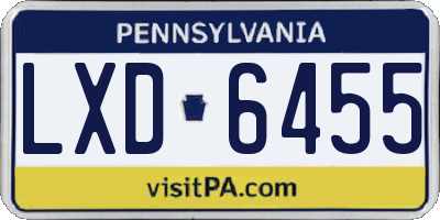 PA license plate LXD6455