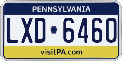 PA license plate LXD6460