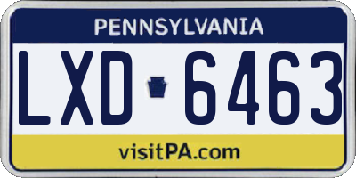 PA license plate LXD6463