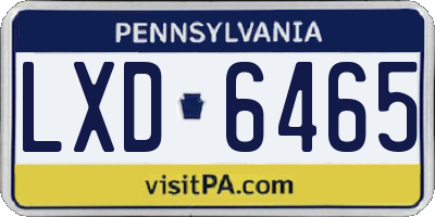 PA license plate LXD6465