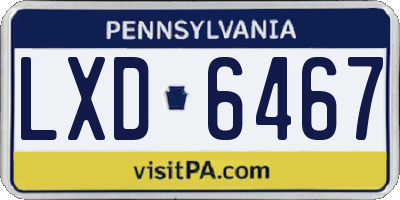 PA license plate LXD6467