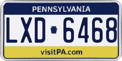 PA license plate LXD6468