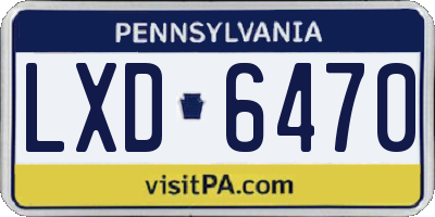 PA license plate LXD6470