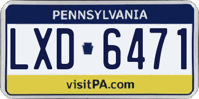 PA license plate LXD6471