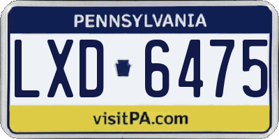 PA license plate LXD6475