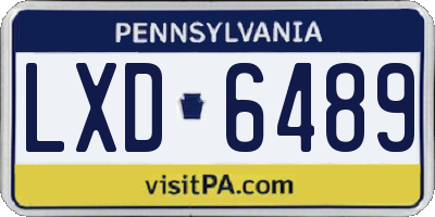 PA license plate LXD6489