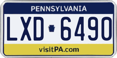 PA license plate LXD6490