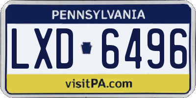 PA license plate LXD6496