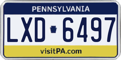 PA license plate LXD6497