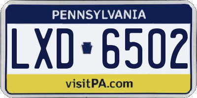 PA license plate LXD6502