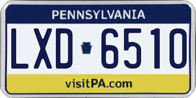 PA license plate LXD6510