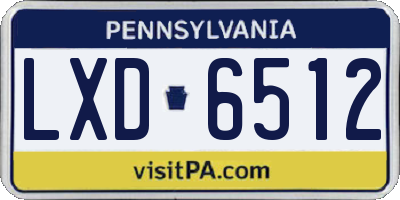 PA license plate LXD6512